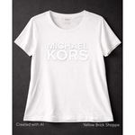 Michael Kors  White Logo T-Shirt Womens Size XL Short Sleeve Tee Photo 1