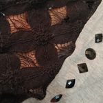 Vocal Grey and Black Aztec Embroidered Tank with Lace and Jewel Detail Photo 3