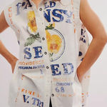 We The Free Free People  Moon Flower Top Small Seed‎ Print Button Down Oversized Photo 0