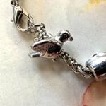 Silver tone bird flower peace owl charm bracelet Photo 4
