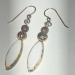 Brighton Silver Tone White Brown Shell Slice Beaded Dangling Pierced Earrings Photo 1