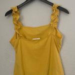 Elodie  Yellow Ribbed Tank Ruffle Straps Bodysuit Large Photo 7