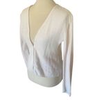 A Byer A. Byer White Knitted Long Sleeve Button Up Cropped Cardigan Size L Photo 4
