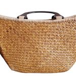 Vintage 2004 Cappelli Straworld basket weave Safari animal Purse Wood Handles Tan Photo 6