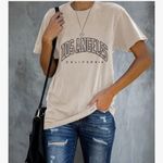 Los Angeles California T Shirts Short Sleeve Graphic Crew Neck Top Medium Beige Tan Photo 1
