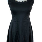 Attarco Black Sleeveless Skater Dress Scallop Edge Detail Size Medium Photo 0