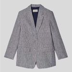 Everlane  The Linen Oversized striped Blazer Gray NEW Photo 4