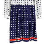 Butte Knits Butte Knit I Vintage 70's White and Navy Blue Polka Dot Long Sleeve Day Dress Photo 4