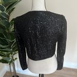 Monique Lhuillier ML Monique Lhullier Black Sequin Wrap Top XS Photo 6