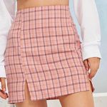 SheIn Pink Plaid Skirt Photo 0