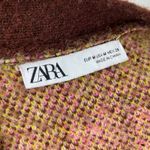 ZARA Fuzzy Jacquard Floral Button Up Cardigan Knit Sweater Medium Photo 4