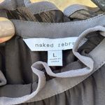 Naked Zebra  LARGE Black High Ruffle Neck Halter Sleeveless Mini Dress LBD Photo 2