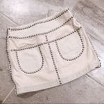 Coach Studded Mini Skirt Beige Light Denim Nude Size 4, NWT $495.00 Photo 8