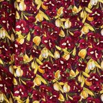Vintage Red Iris Flower & Yellow Floral Print Silk Neck Scarf Photo 5