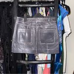 MICHAEL Michael Kors Burnished Charcoal Leather Utility Mini Skirt Gray Size 00 Photo 10