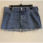 American Eagle  Women's Mini Skirt Low Rise Denim Fray Y2K Britney Blue Sz 10 Photo 1