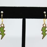 Boutique Olive Green Lightning Bolt Huggie Earrings Photo 0