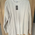 J. JILL Chenille Crewneck Tunic Sweater Cable Knit Medium M Pullover Cream White Photo 0