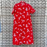 Vintage Red White Cherry Blossom Seashell Pocket Night Dressing Gown Robe SMALL Photo 2