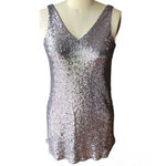Forever 21 Silver Sequined Front & Back V-Neck Short Mini Dress by ~ Women's S Photo 2