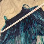 Audrey Ann Blue Green Watercolor Maxi Sundress Dress Photo 8