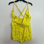 Free People  Tango At Night Electric Yellow‎ Floral Wrap Shorts Romper Size 4 Photo 5