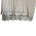 None Tan Beige Nude Lace Crochet Knit Short Sleeve Top Size L NEW Tags Made in Italy Photo 4