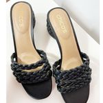 Chico's  Womens Black Braided Sandal Heels Shoes Chunky Heel US Size 7.5 Photo 2