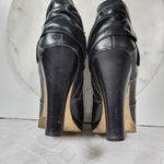 Facade Zena Ankle Boots Womens 10 Black Leather Gathered Snap Platform Heeled Photo 12