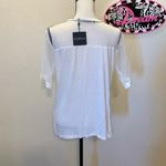 NWT Marisa Kenson white sheer lace & faux leather blouse Size L Photo 4