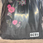 Kate Spade  Black Floral Broome Street Embroidered Ruffle Mixed Media Mini‎ Dress Photo 6