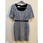 Kay Unger  Dress Designer Black White Tweed Lined Buckle Size 10 Cocktail Career Photo 4