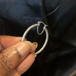 Diamanté silver hoops Gray for every day or events. Amazing color pop Photo 3