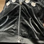 BCBGMAXAZRIA  Velour Velvet Crown print sequins y2k hoodie size medium Photo 6