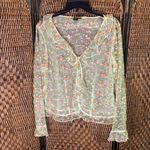 Boston Proper Vintage Y2K  100% Silk Floral Cardigan Size 16 Photo 0