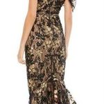 Mac Duggal  Floral Embellished V-Neck Midi Dress With Shoulder Bow NEW Size 12 Photo 1