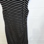 Loft  Ann Taylor Striped Dress Women Sz LP Sleeveless Lined Black Grey Stripe Photo 7