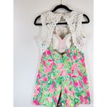 Lilly Pulitzer  Romper Green Sadie Floral Crochet Playsuit Cutout Back Size 2 Photo 9