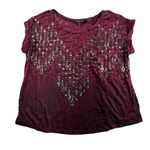 Miss Me S Small Shirt Burnout Embellished Studded Boho Top Sheer Animal Print Photo 0