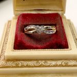 Vintage Solid 10k Yellow Gold Heart Natural Diamond Ring Sz 7.75 White Photo 1