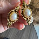 Gold Tone Victorian Style Earrings With Pearls Gold Photo 5