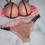 Victoria's Secret VS Hot pink/Black/ Rose Gold Women's Bikini Set 36B/M Photo 0
