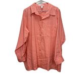 LL Bean Coral Orange Premium Washable Linen Long Sleeve Button Up Shirt Size 1X Orange Photo 1