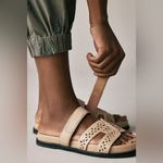 Anthropologie  Bibi Lou Cutout Slide Sandals tan NWT Photo 3