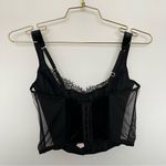 Victoria's Secret Lace Corset Bra Top Black Velvet Size Medium Sheer Back Photo 2