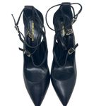 Nicholas Kirkwood Black leather pointy toe ankle strap 100mm pump heel 40.5 10.5 Photo 4