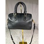 Michael Kors Aria Small Black Studded Satchel Crossbody Handbag Photo 3