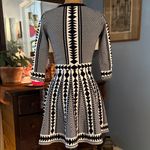 Nina Leonard Black and White Geometric Print Fit & Flare Sweater Dress NWT Photo 9