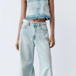 ZARA retro denim skirt cut off spaghetti strap crop top XS NWT Photo 0
