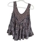 Free People  Gray Asymmetrical Embellished Tank Top Photo 1